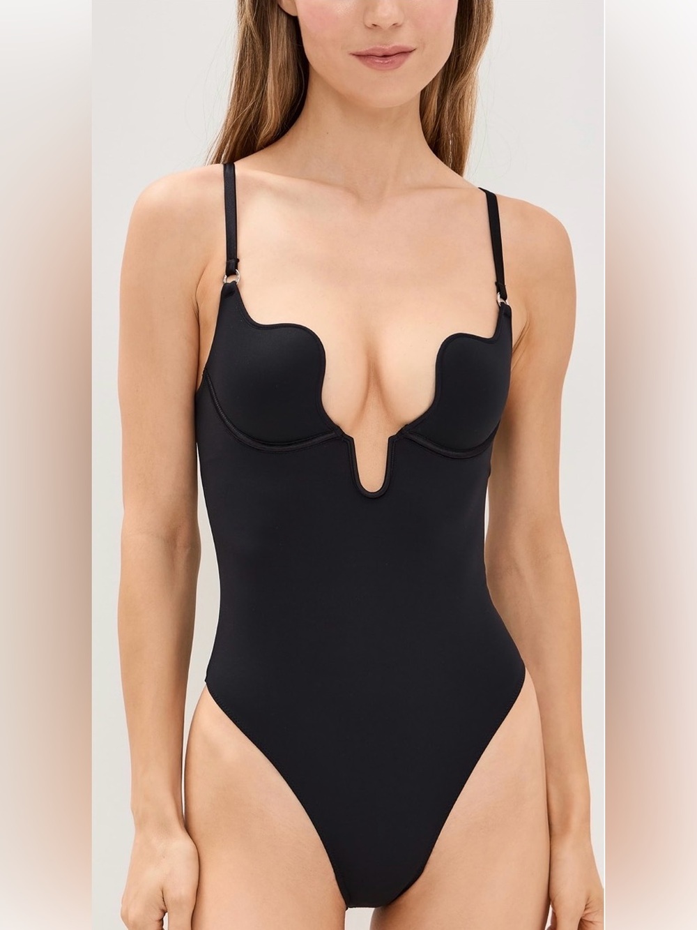 Fleur du Mal Le Stretch Micro U-Plunge Bodysuit XL